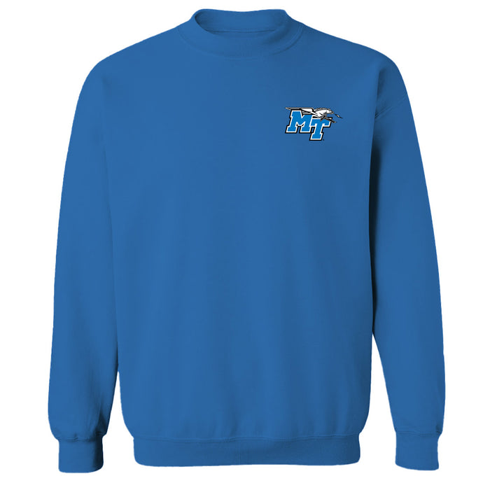 MTSU Blue Raiders Hand Sketched Vive La Fete Impressions Artwork light Blue Crew Neck Sweatshirt for Women