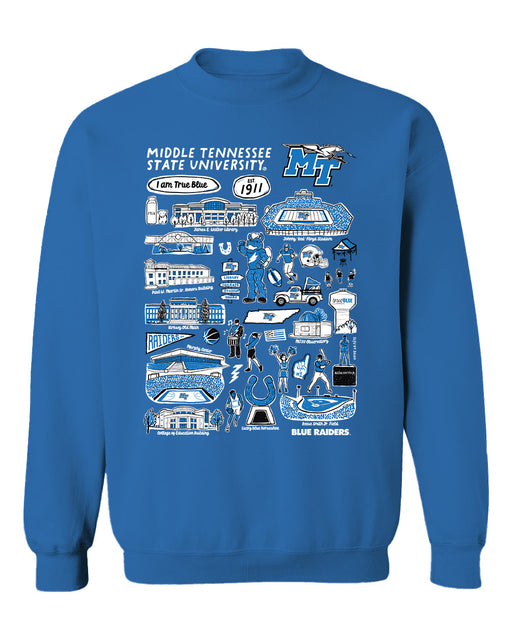 MTSU Blue Raiders Vive La Fete Impressions Light Blue Cotton Crewneck Sweatshirt for Women