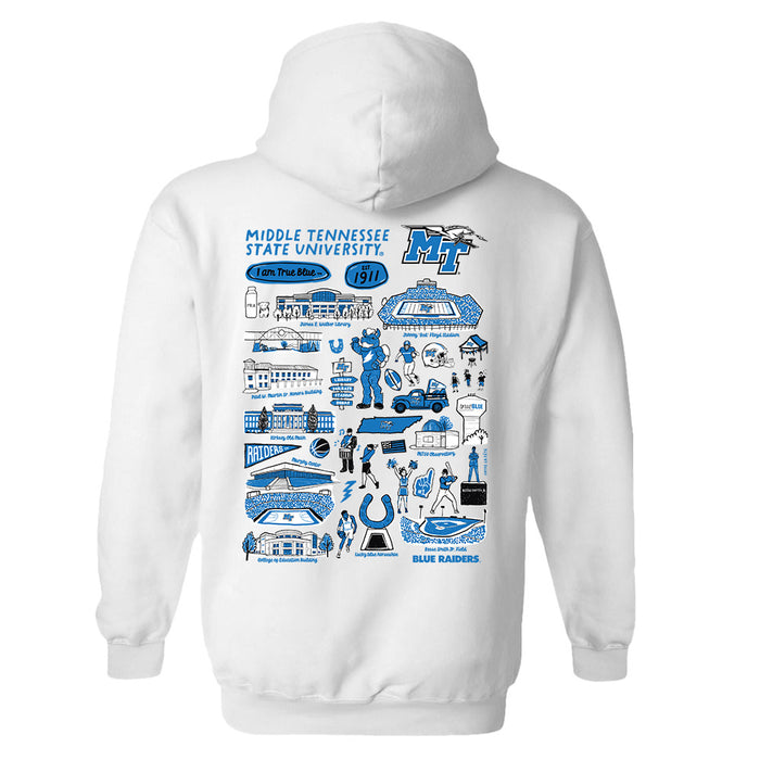 MTSU Blue Raiders Hand Sketched Artwork Cotton Fleece Women Hoodie - Vive La Fête - Online Apparel Store