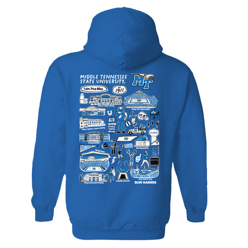 MTSU Blue Raiders Hand Sketched Artwork Cotton Fleece Women Hoodie - Vive La Fête - Online Apparel Store