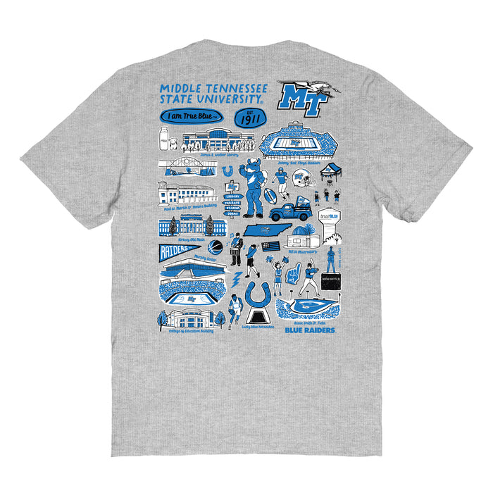 MTSU Blue Raiders Vive La Fete Impressions Artwork Womens Cotton Tshirt - Vive La Fête - Online Apparel Store