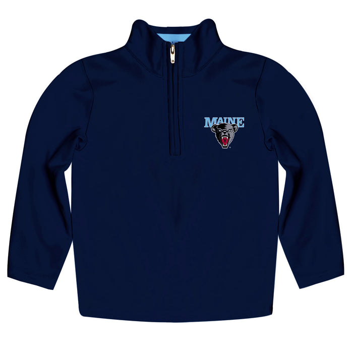 Maine Black Bears Vive La Fete Game Day Solid Dark Blue Quarter Zip Pullover Sleeves
