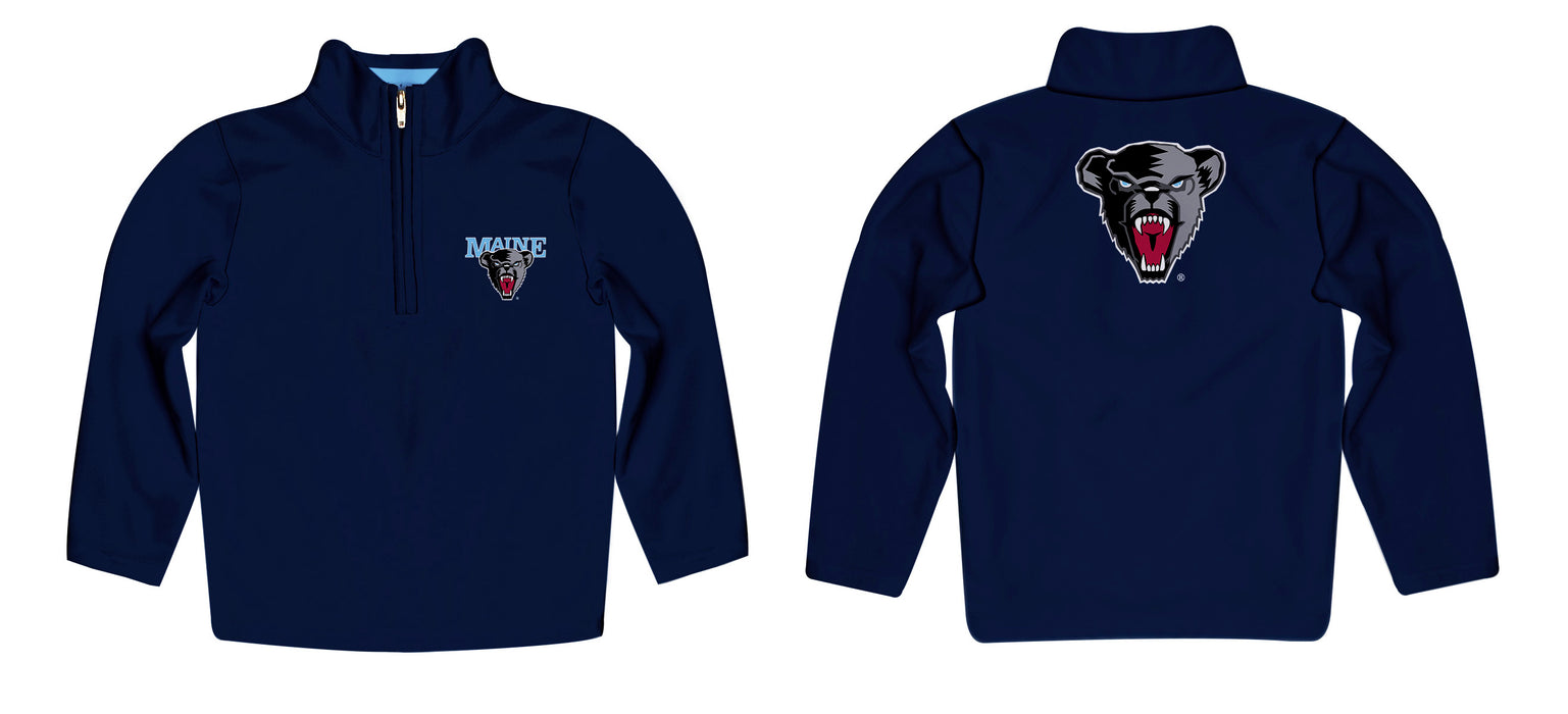 Maine Black Bears Vive La Fete Game Day Solid Dark Blue Quarter Zip Pullover Sleeves - Vive La Fête - Online Apparel Store