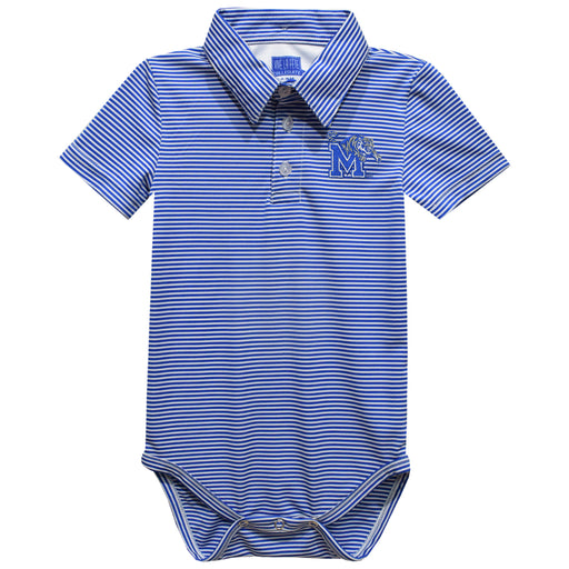 Memphis Tigers Embroidered Royal Stripes Stripe Knit Polo Onesie
