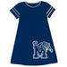 Memphis Tigers Vive La Fete Girls Game Day Short Sleeve Blue A-Line Dress with large Logo