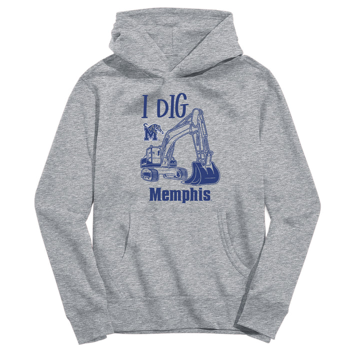 Memphis Tigers Excavator Heather Grey Cotton Youth Hoodie