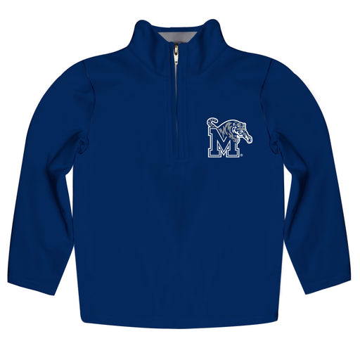 Memphis Tigers Vive La Fete Game Day Solid Blue Quarter Zip Pullover Sleeves