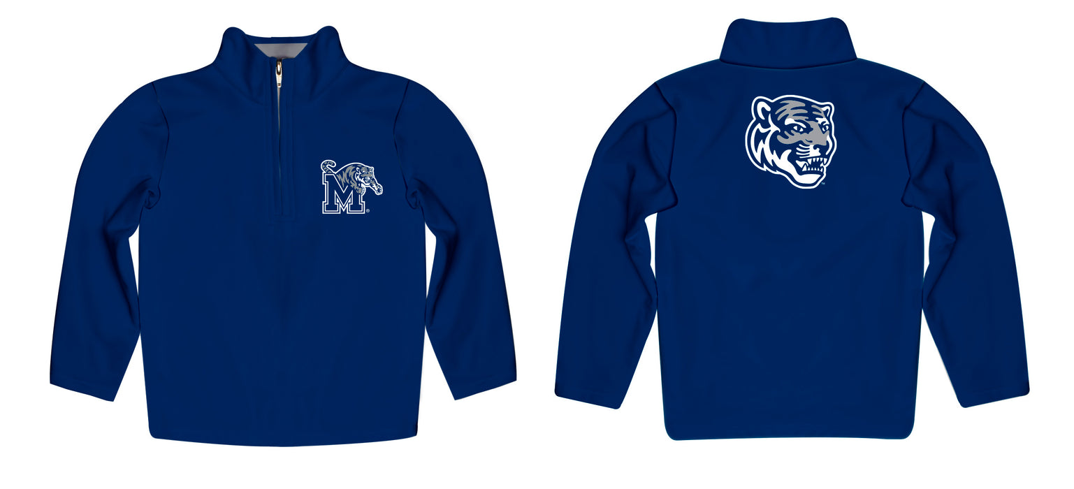 Memphis Tigers Vive La Fete Game Day Solid Blue Quarter Zip Pullover Sleeves - Vive La Fête - Online Apparel Store