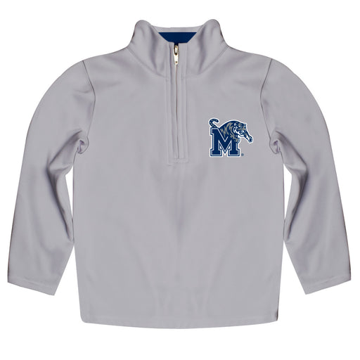 Memphis Tigers Vive La Fete Game Day Solid Gray Quarter Zip Pullover Sleeves