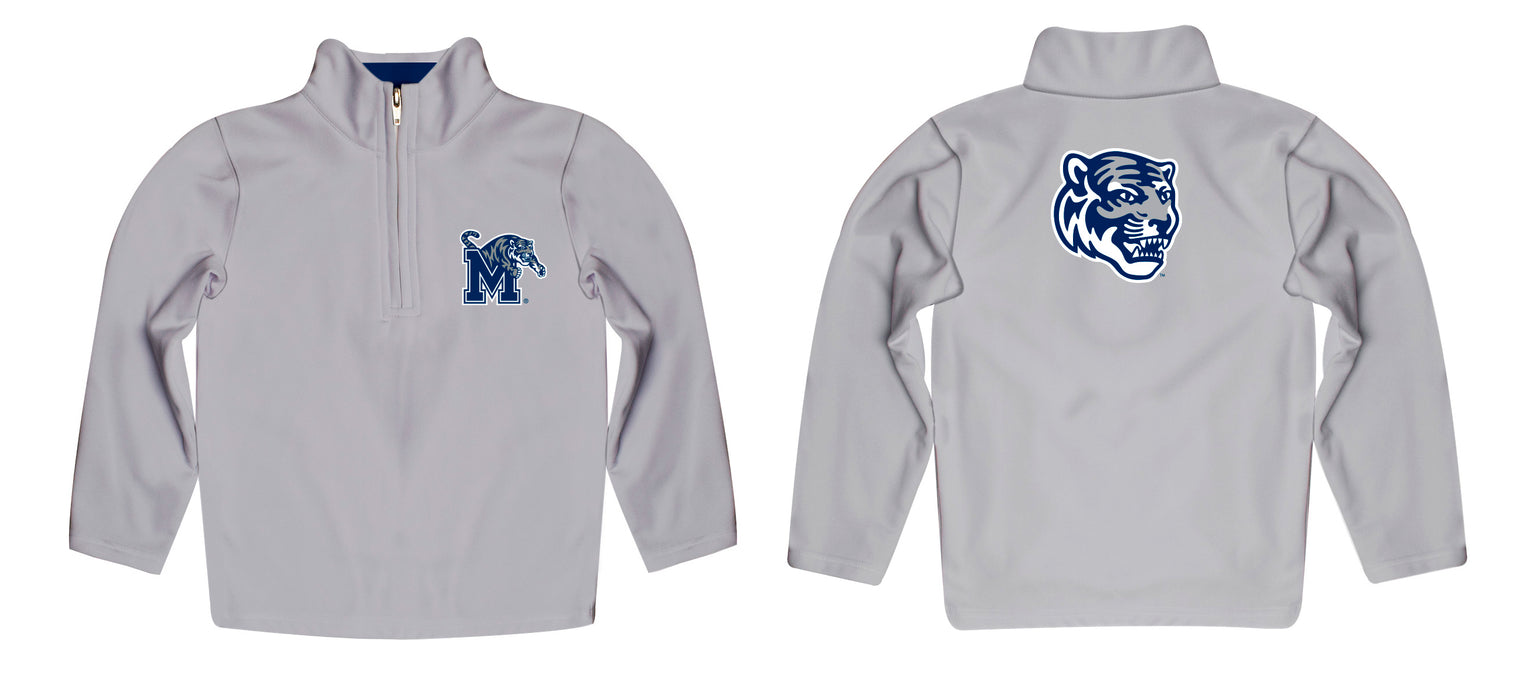 Memphis Tigers Vive La Fete Game Day Solid Gray Quarter Zip Pullover Sleeves - Vive La Fête - Online Apparel Store