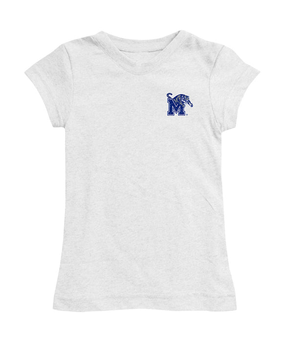 Memphis Tigers Hand Sketched Vive La Fete Impressions Artwork White Girls Cotton Short Sleeve Tee