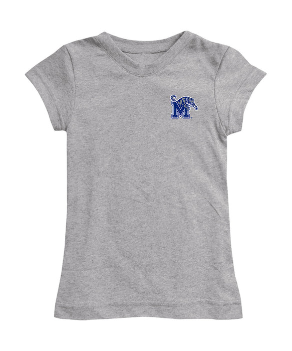 Memphis Tigers Hand Sketched Vive La Fete Impressions Artwork Grey Girls Cotton Short Sleeve Tee