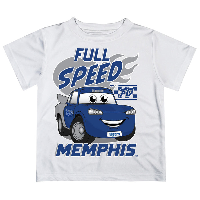 Memphis Tigers Vive La Fete Toy Racing Car Boys Game Day White Short Sleeve Tee