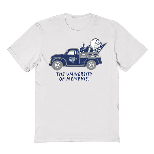 Memphis Tigers Hand Sketched Vive La Fete Impressions Truck Kids White Cotton T-shirt