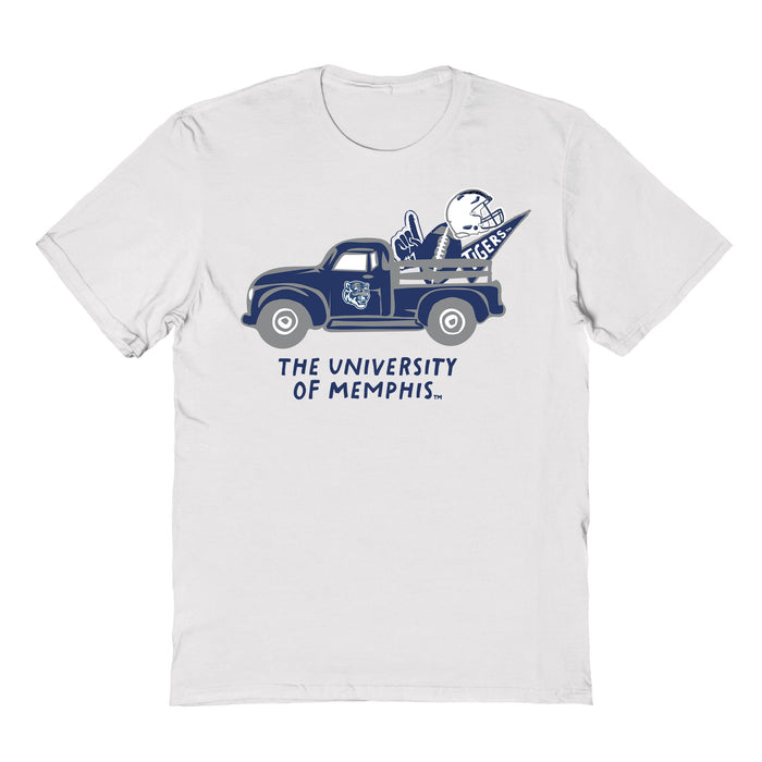 Memphis Tigers Hand Sketched Vive La Fete Impressions Truck Kids White Cotton T-shirt