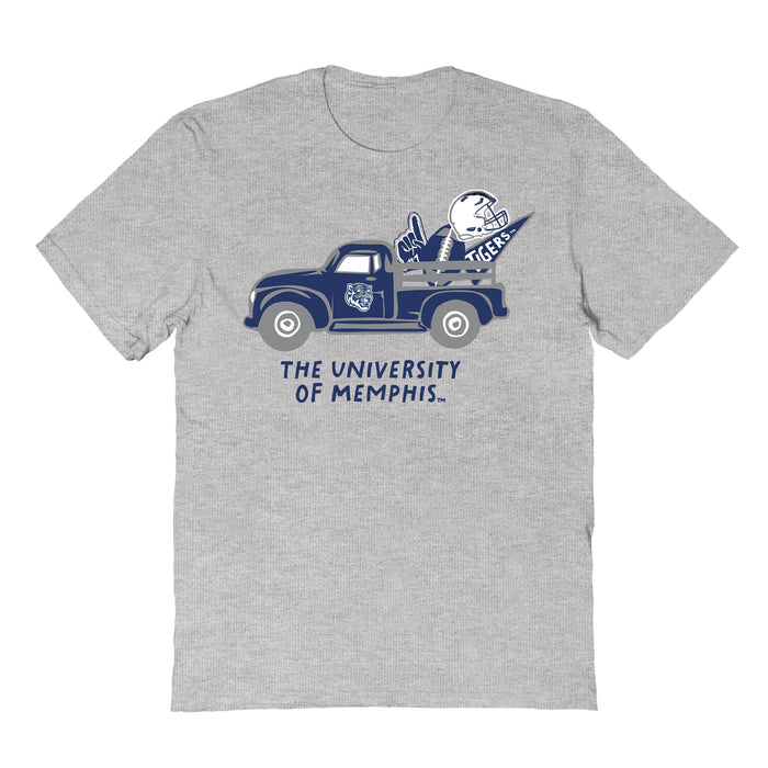 Memphis Tigers Hand Sketched Vive La Fete Impressions Truck Kids Grey Cotton T-shirt