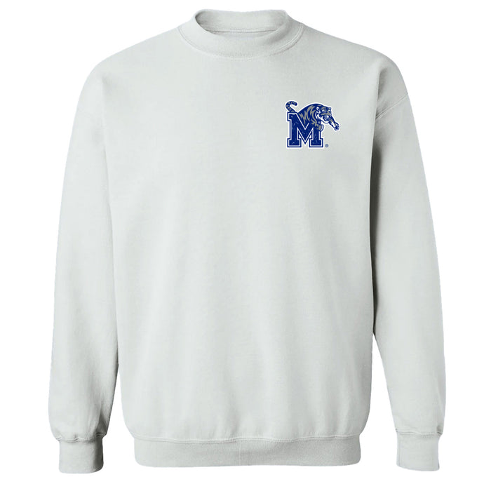 Memphis Tigers Hand Sketched Vive La Fete Impressions Artwork White Crew Neck Sweatshirt for Women