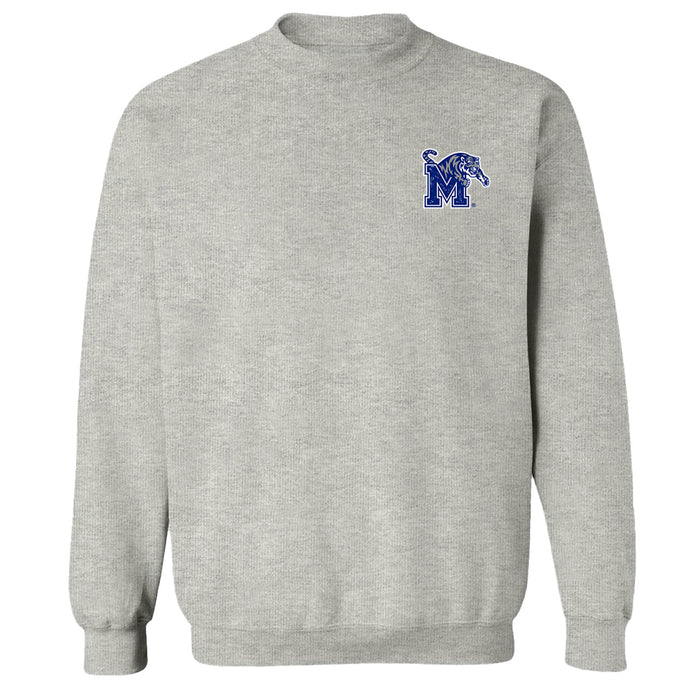 Memphis Tigers Hand Sketched Vive La Fete Impressions Artwork Gray Crew Neck Sweatshirt for Women