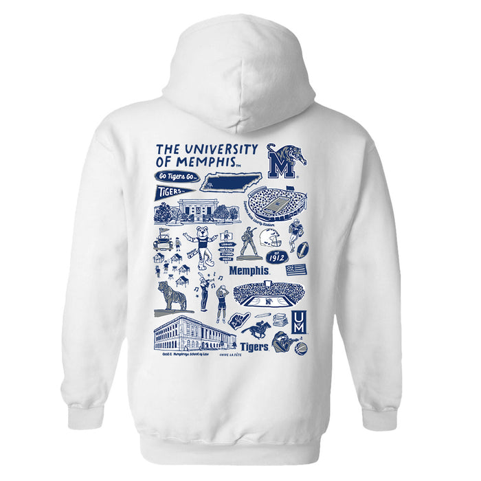 Memphis Tigers Hand Sketched Artwork Cotton Fleece Women Hoodie - Vive La Fête - Online Apparel Store