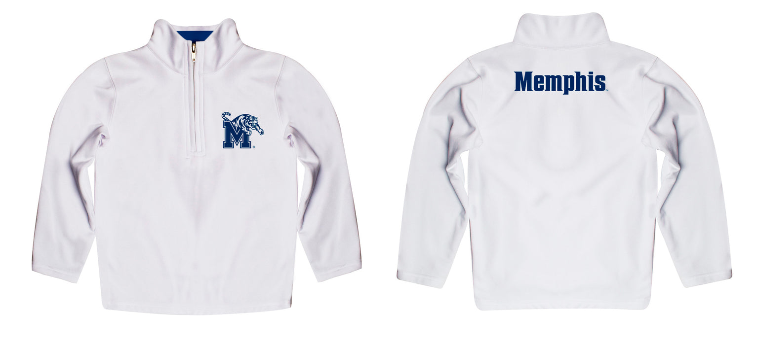 Memphis Tigers Vive La Fete Logo and Mascot Name Womens White Quarter Zip Pullover - Vive La Fête - Online Apparel Store