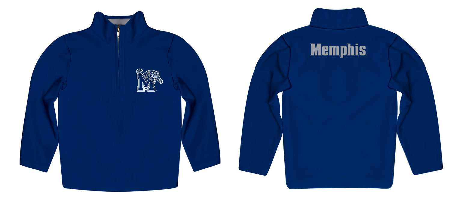 Memphis Tigers Vive La Fete Logo and Mascot Name Womens Blue Quarter Zip Pullover - Vive La Fête - Online Apparel Store