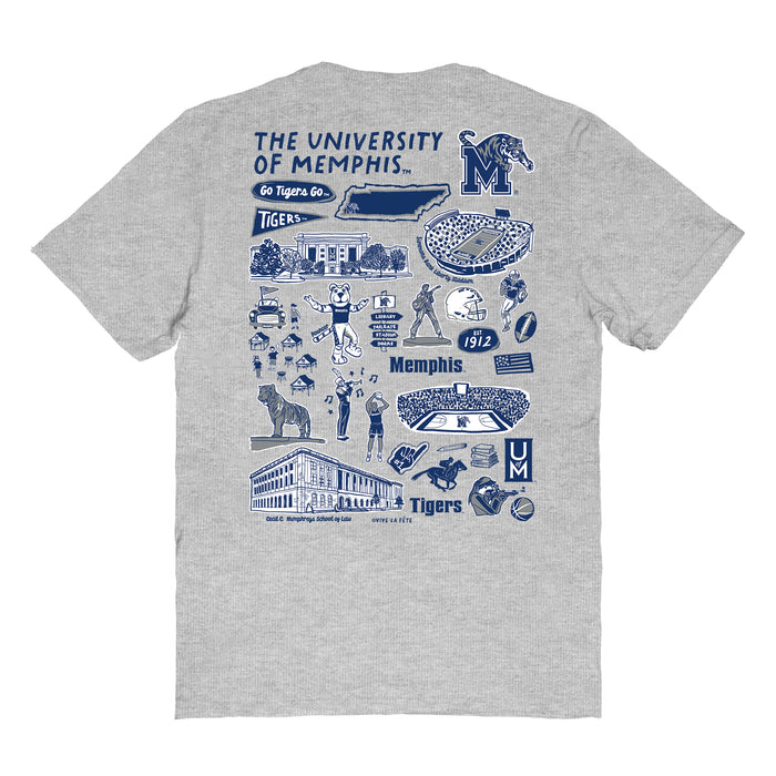 Memphis Tigers Vive La Fete Impressions Artwork Womens Cotton Tshirt - Vive La Fête - Online Apparel Store