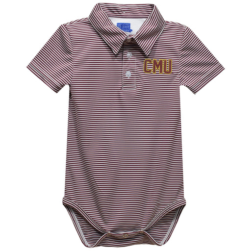 Colorado Mesa University Mavericks CMU Embroidered Maroon Stripes Stripe Knit Polo Onesie