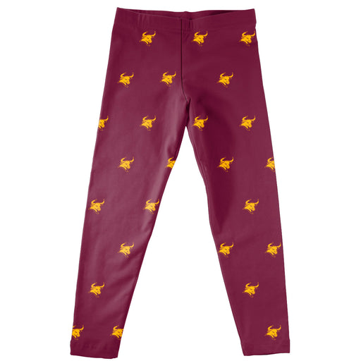 Colorado Mesa Mavericks CMU Vive La Fete Girls Game Day All Over Logo Elastic Waist Classic Play Maroon Leggings Tights