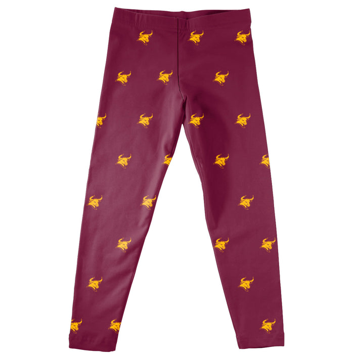 Colorado Mesa Mavericks CMU Vive La Fete Girls Game Day All Over Logo Elastic Waist Classic Play Maroon Leggings Tights