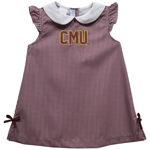 Colorado Mesa University Mavericks CMU Embroidered Maroon Gingham A Line Dress