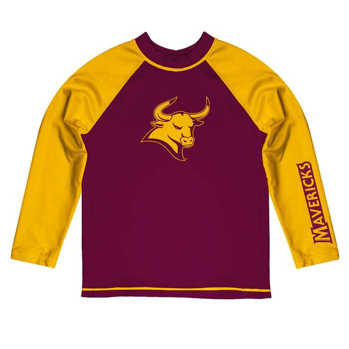 Colorado Mesa University Mavericks CMU Vive La Fete Logo Maroon Long Sleeve Raglan Rashguard