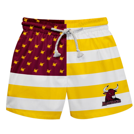 Colorado Mesa University Mavericks CMU Vive La Fete Game Day Maroon Flag Swimtrunks V1