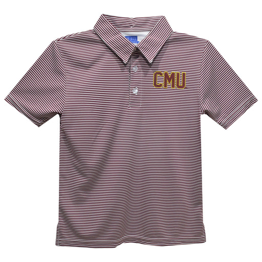 Colorado Mesa University Mavericks CMU Embroidered Maroon Stripes Short Sleeve Polo Box Shirt