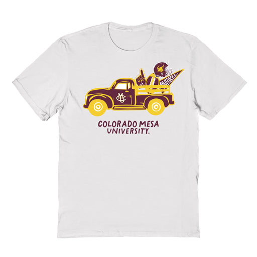 Colorado Mesa CMU Mavericks Hand Sketched Vive La Fete Impressions Truck Kids White Cotton T-shirt