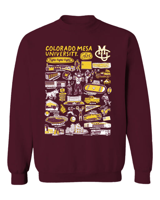 Colorado Mesa CMU Mavericks Vive La Fete Impressions Maroon Cotton Crewneck Sweatshirt for Women