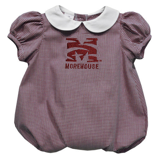 Morehouse College Maroon Tigers Embroidered Maroon Girls Baby Bubble Short Sleeve