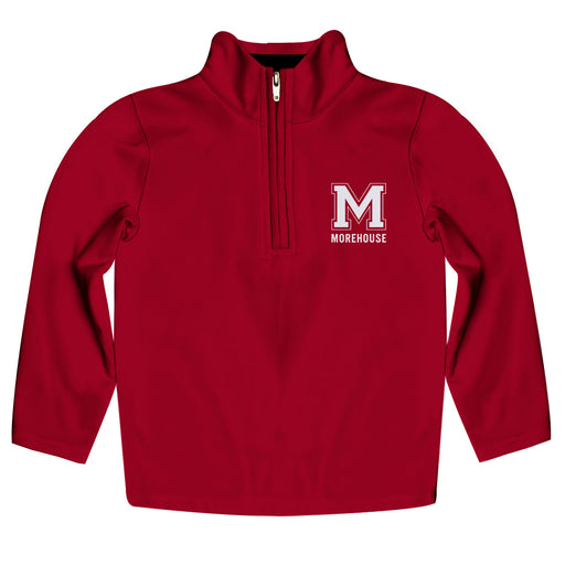 Morehouse College Maroon Tigers Vive La Fete Game Day Solid Maroon Quarter Zip Pullover Sleeves