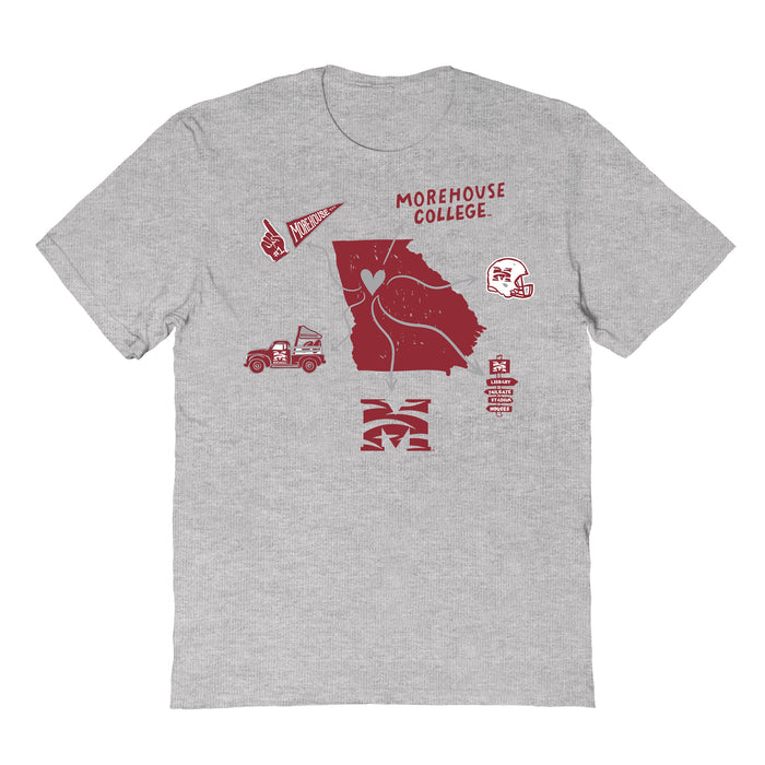 Morehouse Maroon Tigers Hand Sketched Vive La Fete Impressions Icones Kids Grey T-shirt