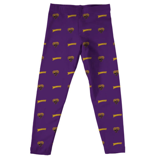 Minnesota State Mavericks Vive La Fete Girl Game Day All Over Two Logos Elastic Waist Classic Play Purple Legging Tights