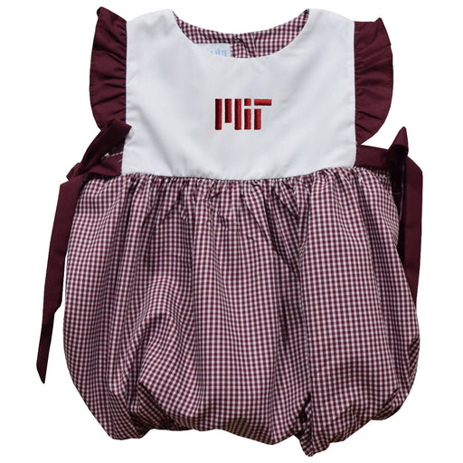 MIT Engineers Embroidered Maroon Gingham Girls Bubble