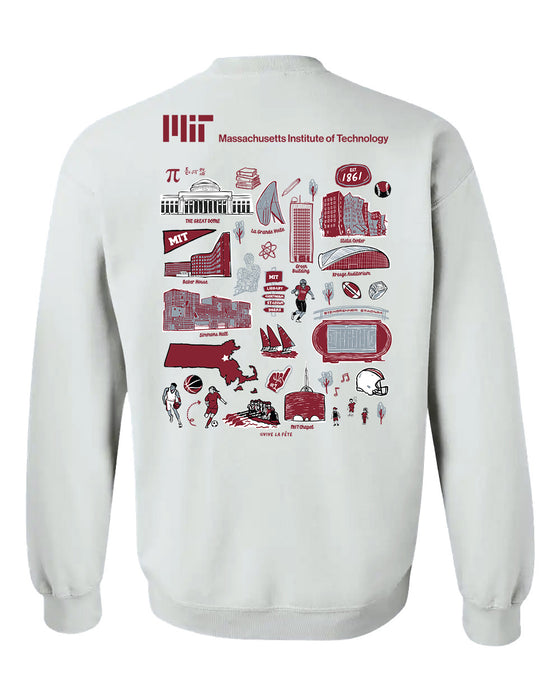 MIT Engineers Hand Sketched Vive La Fete Impressions Artwork Maroon Crew Neck Sweatshirt for Women - Vive La Fête - Online Apparel Store