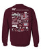 MIT Engineers Hand Sketched Vive La Fete Impressions Artwork Maroon Crew Neck Sweatshirt for Women - Vive La Fête - Online Apparel Store