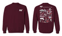 MIT Engineers Hand Sketched Vive La Fete Impressions Artwork Maroon Crew Neck Sweatshirt for Women - Vive La Fête - Online Apparel Store
