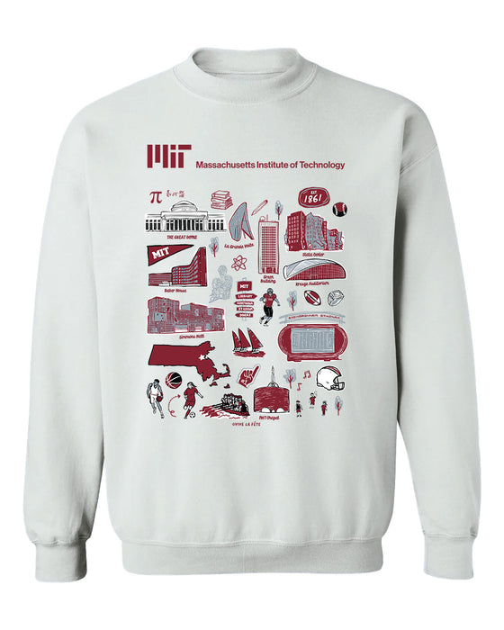Massachusetts Institute of Technology  Vive La Fete Impressions White Cotton Crewneck Sweatshirt for Women