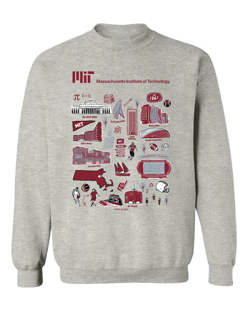 Massachusetts Institute of Technology  Vive La Fete Impressions Grey Cotton Crewneck Sweatshirt for Women