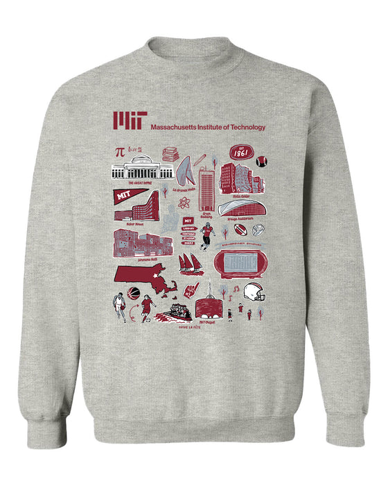 Massachusetts Institute of Technology  Vive La Fete Impressions Grey Cotton Crewneck Sweatshirt for Women