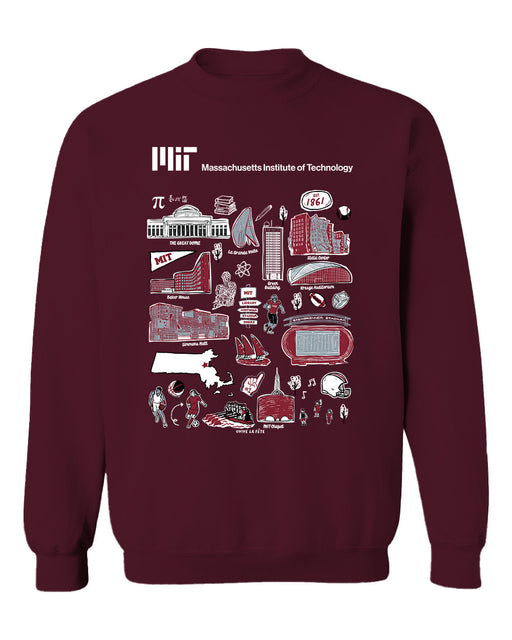 Massachusetts Institute of Technology  Vive La Fete Impressions Maroon Cotton Crewneck Sweatshirt for Women