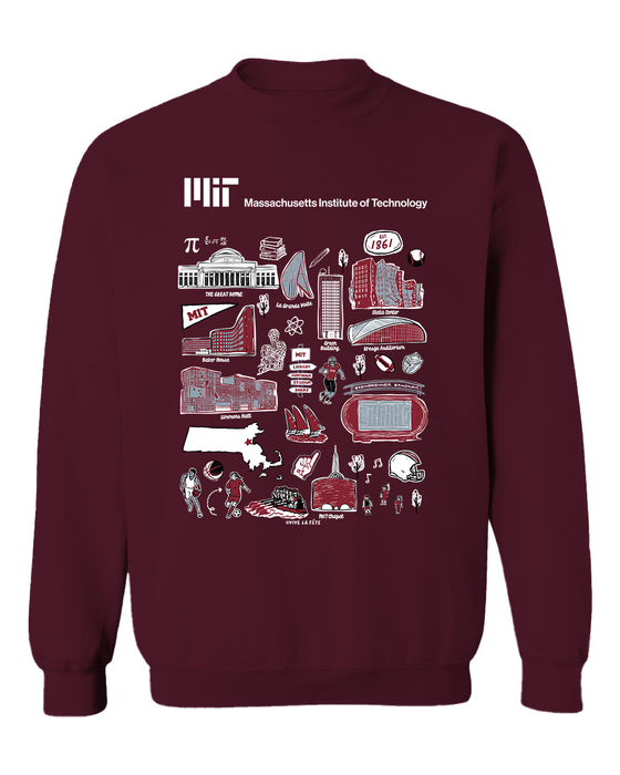 Massachusetts Institute of Technology  Vive La Fete Impressions Maroon Cotton Crewneck Sweatshirt for Women