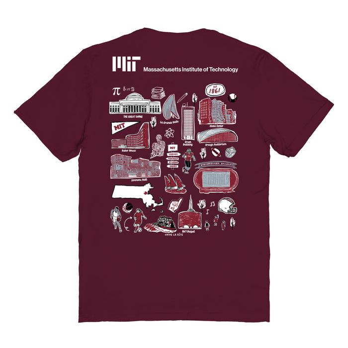 MIT Engineers Vive La Fete Impressions Artwork Maroon Womens Cotton Tshirt - Vive La Fête - Online Apparel Store