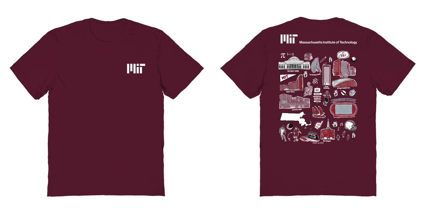 MIT Engineers Vive La Fete Impressions Artwork Maroon Womens Cotton Tshirt - Vive La Fête - Online Apparel Store